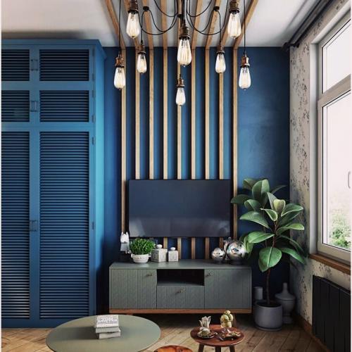 Маленькая студия в модном синем цвете,26 кв.м. 03