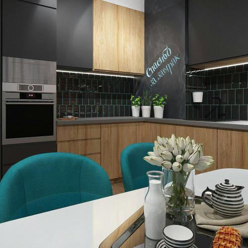 Стильный дизайн кухни для молодой семьи✨ 02