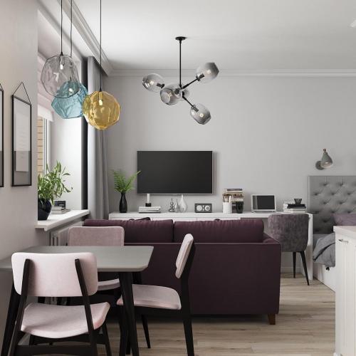 Проект квартиры-студии 33 м2 для девушки. Что вам нравится в этом дизайне? 02