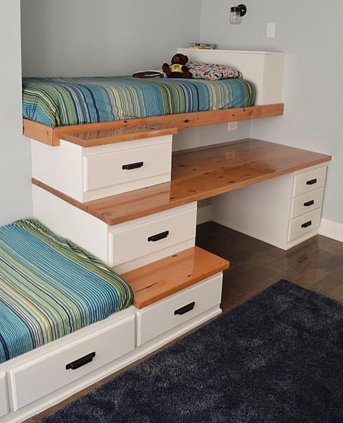 Интересное решение для детской комнаты для двоих детей 01