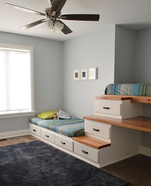 Интересное решение для детской комнаты для двоих детей 02