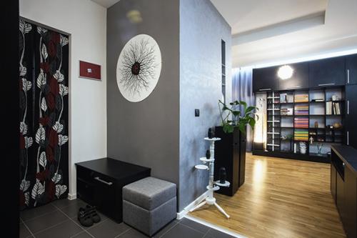 Кухня — гостиная в темно — сером цвете 02