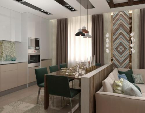 Кухня — гостиная с фальш — балками на потолке. Как Вам дизайн? 02