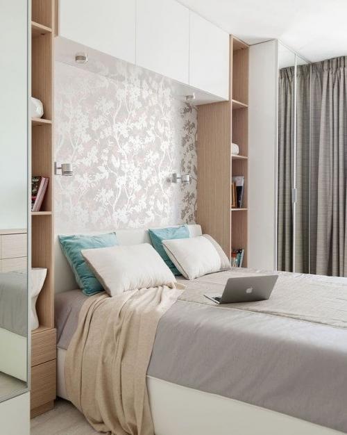 Навесные шкафы в спальне 05