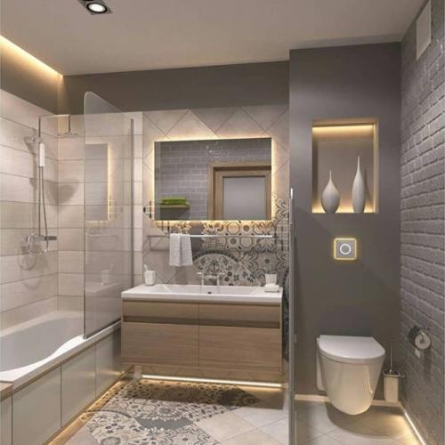 Ванная комната в сером цвете. Оцените дизайн. 02