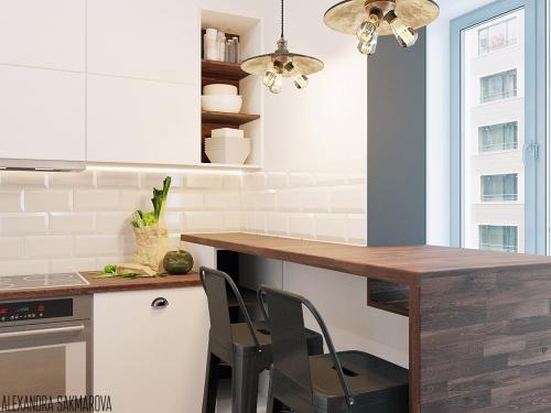 Маленькая белоснежная кухня 02