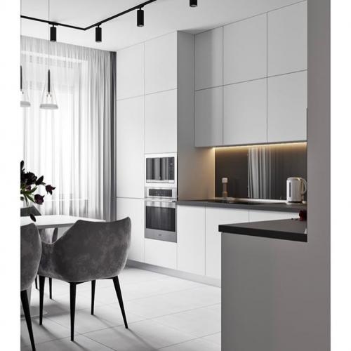 Кухня в белом и сером цвете. 03