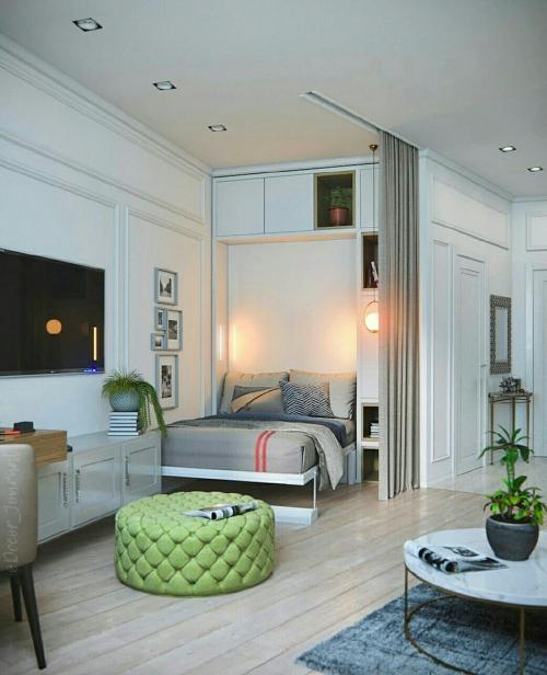 Квартира — студия 33м² с кроватью-трансформером. Как вам такое решение? 03