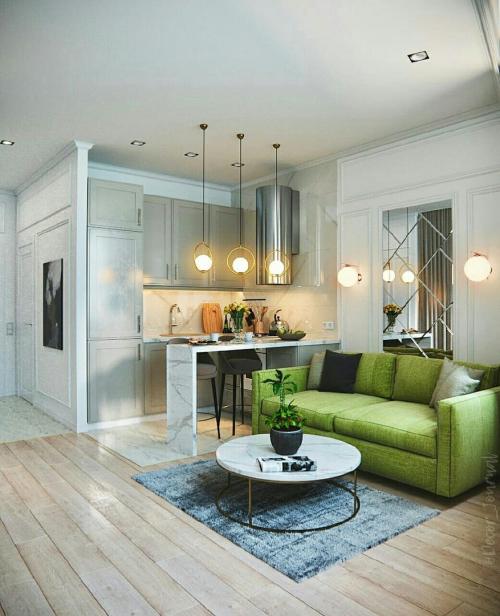 Квартира — студия 33м² с кроватью-трансформером. Как вам такое решение? 01