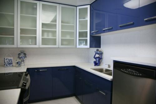 Идеи дизайна кухни с синим гарнитуром 14