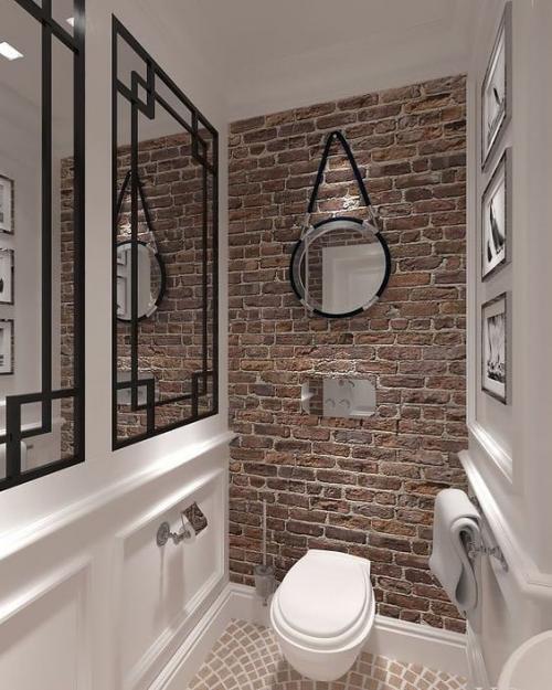 Идеи дизайна санузлов с кирпичной стеной 01