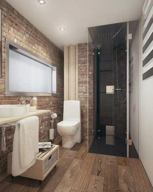 Идеи дизайна санузлов с кирпичной стеной 02