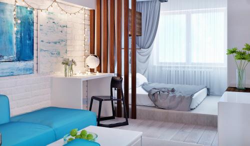 Дизайн — проект однокомнатной квартиры с зонированием на гостиную и спальную зоны 03