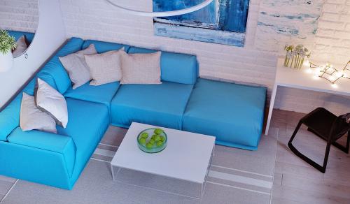 Дизайн — проект однокомнатной квартиры с зонированием на гостиную и спальную зоны 04