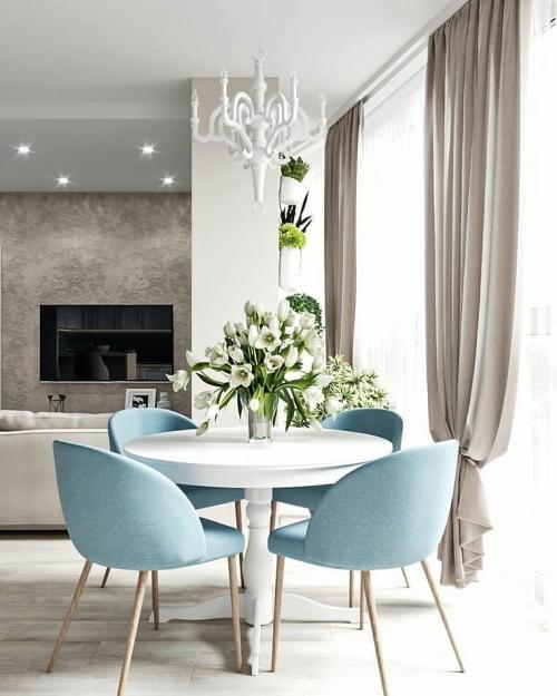 Кухня - гостиная в светлых тонах. Какие + или - вы бы отметили в этом интерьере? 01