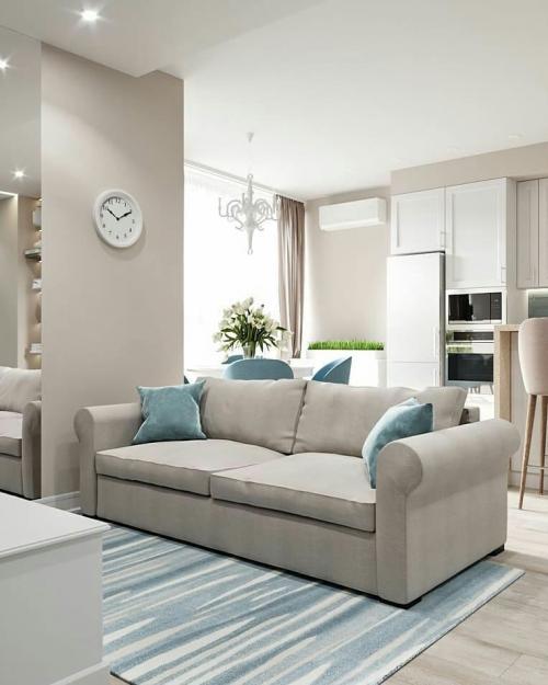 Кухня - гостиная в светлых тонах. Какие + или - вы бы отметили в этом интерьере? 02