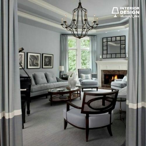Классическая люстра в интерьере гостиной 04
