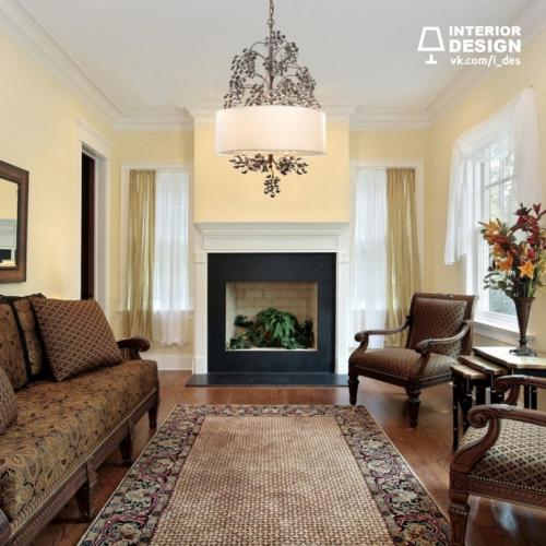 Классическая люстра в интерьере гостиной 05