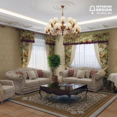 Классическая люстра в интерьере гостиной 06
