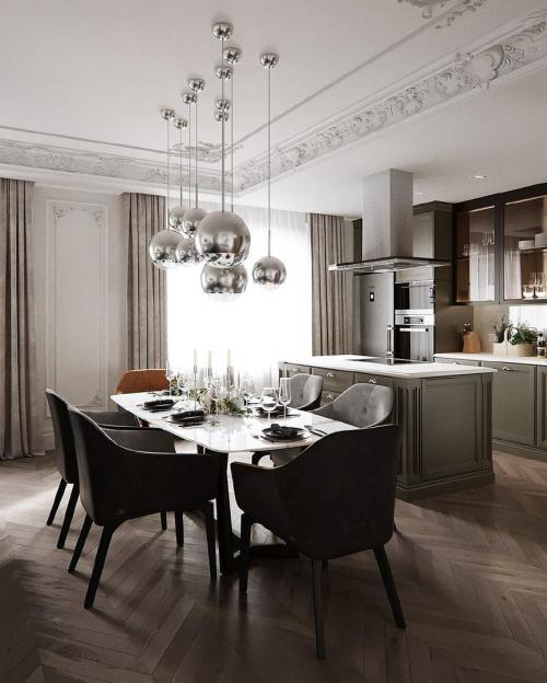 Дизайн кухни — гостиной в квартире 100кв. м 06