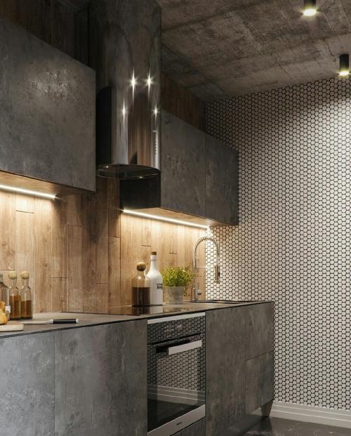 Современный дизайн кухни в темном цветовой гамме. Как Вам такой вариант? 02