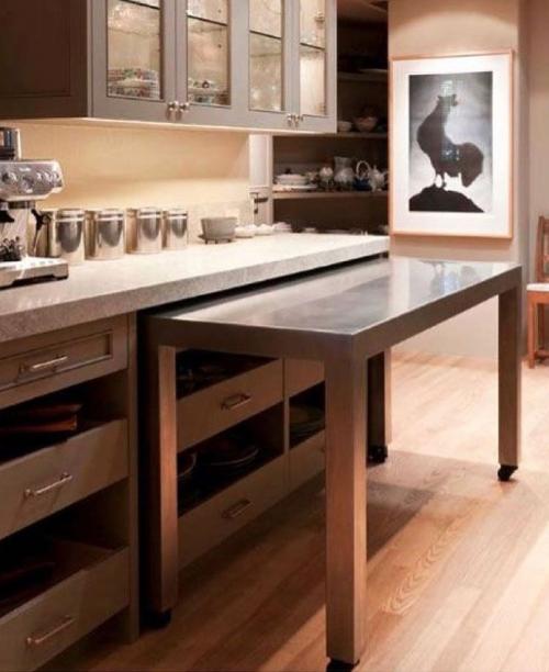 Интересные решения для экономии пространства на кухне. Берем на заметку. 06