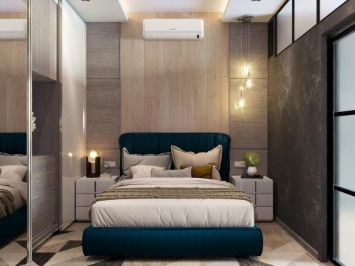 Разделение одной большой комнаты на две: спальня и детская. Детская находится за стенкой, и с большими окнами) 01