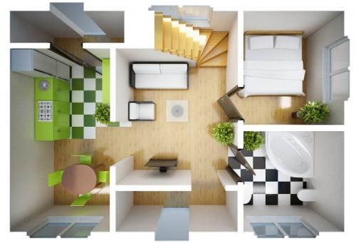 Домик 6 н.  Планировка дома 6 на 6: макеты и проекты одноэтажных и двухэтажных домов (69 фото-идей)