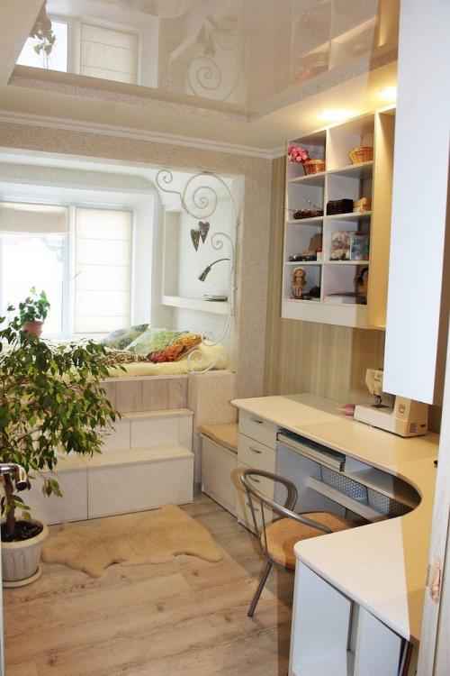 Совмещение в комнате спальной и рабочей зоны 04