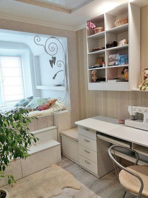 Совмещение в комнате спальной и рабочей зоны 05