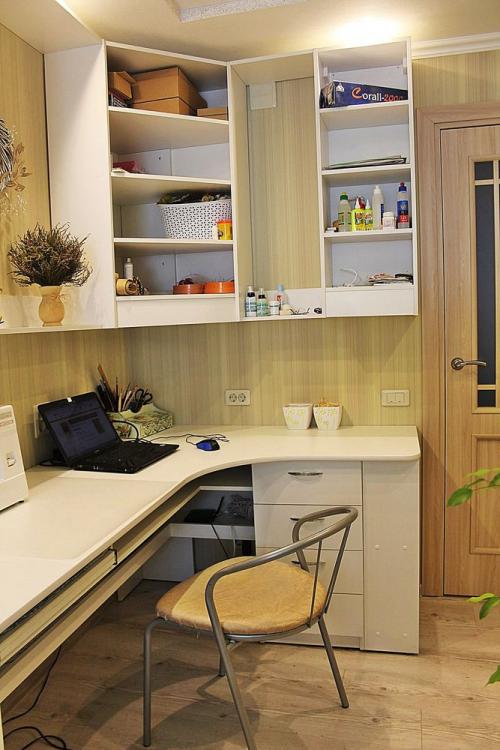 Совмещение в комнате спальной и рабочей зоны 07