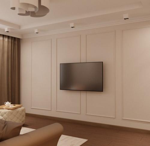 Дизайн гостиной с камином и кирпичной стеной. 05