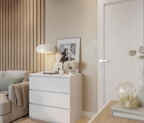 Дизайн — проект гостиной в бежевых тонах 04