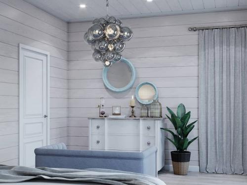 Спальня в деревянном доме на мансардном этаже 01