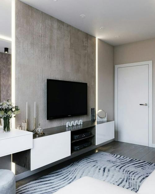 Дизайн гостиной в сером цвете 01