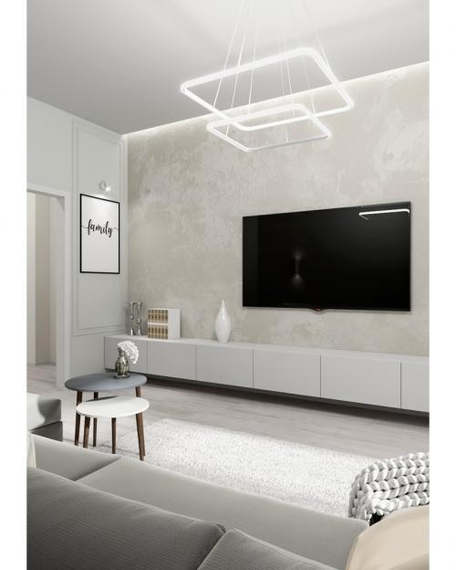 Гостиная в нюдовых оттенках для проекта в ЖК "Смольный проспект" г. Санкт-Петербург. 23,3кв.м 01