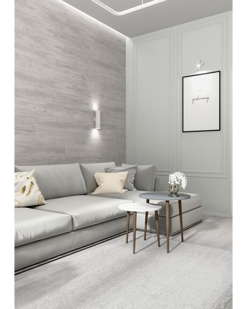 Гостиная в нюдовых оттенках для проекта в ЖК "Смольный проспект" г. Санкт-Петербург. 23,3кв.м 03