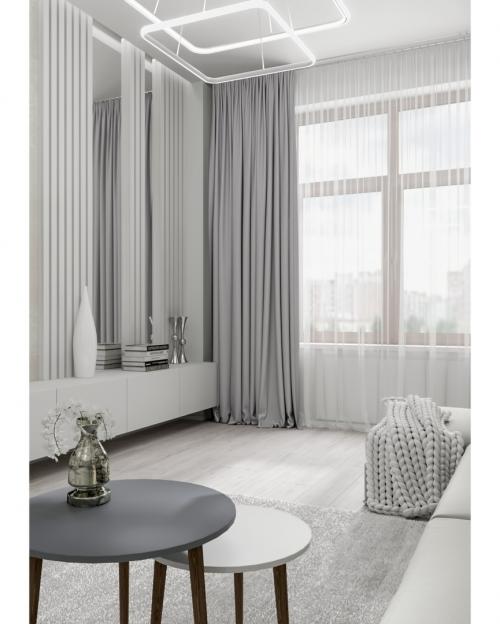 Гостиная в нюдовых оттенках для проекта в ЖК "Смольный проспект" г. Санкт-Петербург. 23,3кв.м 02