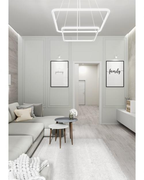 Гостиная в нюдовых оттенках для проекта в ЖК "Смольный проспект" г. Санкт-Петербург. 23,3кв.м 04