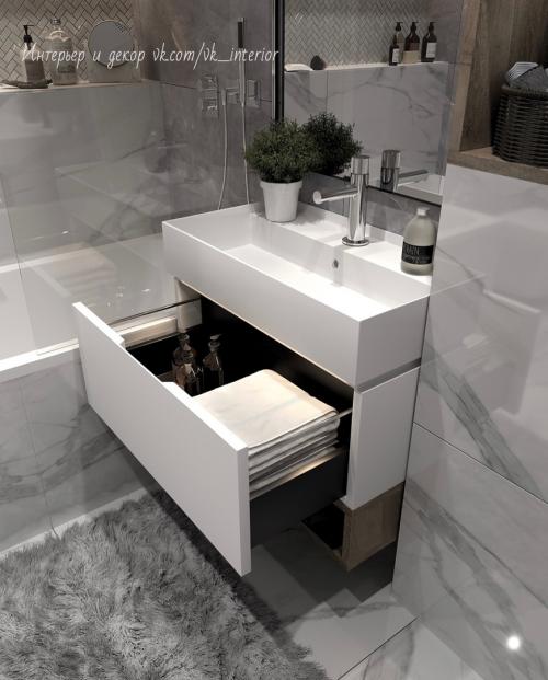 Стильная ванная комната в сером цвете 02