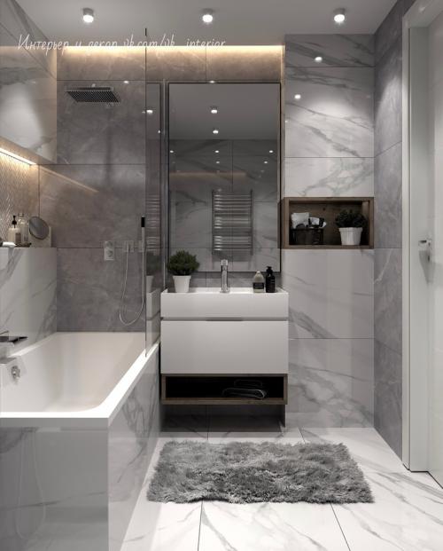Стильная ванная комната в сером цвете 03