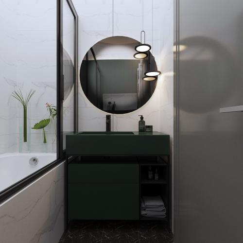 Насыщенный зеленый цвет в ванной комнате 02