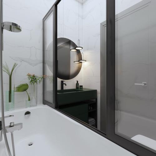 Насыщенный зеленый цвет в ванной комнате 03