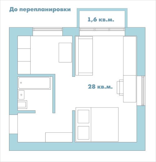 Оцените дизайн — проект квартиры, 28 кв. м 08