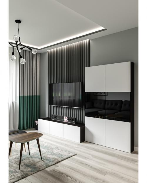 Кухня с бирюзовыми стульями 06