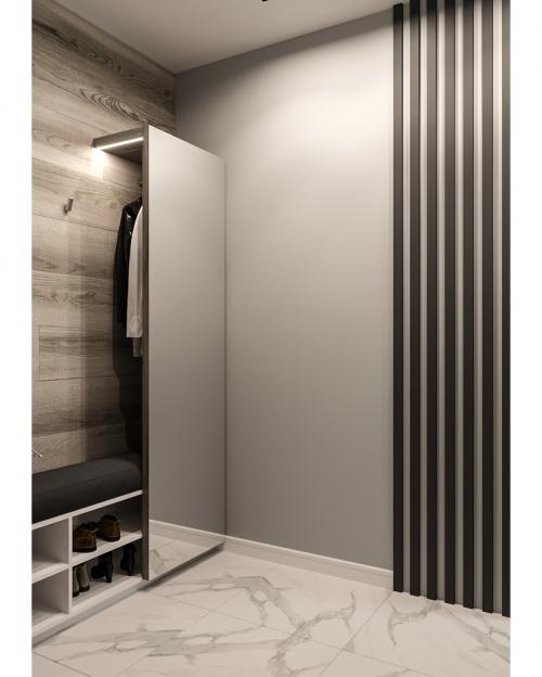 Кухня с бирюзовыми стульями 08