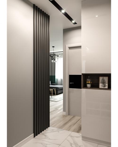 Кухня с бирюзовыми стульями 07