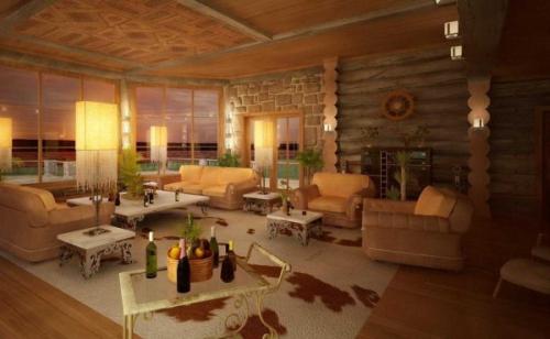 Дом из кругляка интерьер. Дома из бревна: варианты оформления интерьера