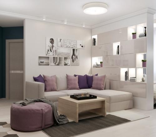 Интерьер гостиной и спальни в одной комнате 18 кв. м 01