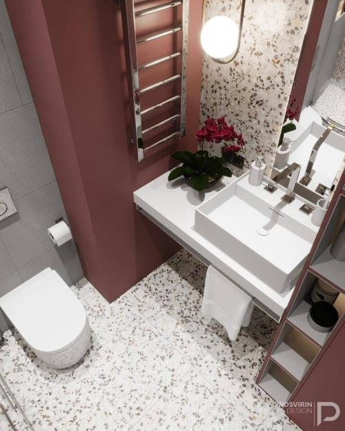 Дизайн — проект санузла с интересной расцветкой стен 03